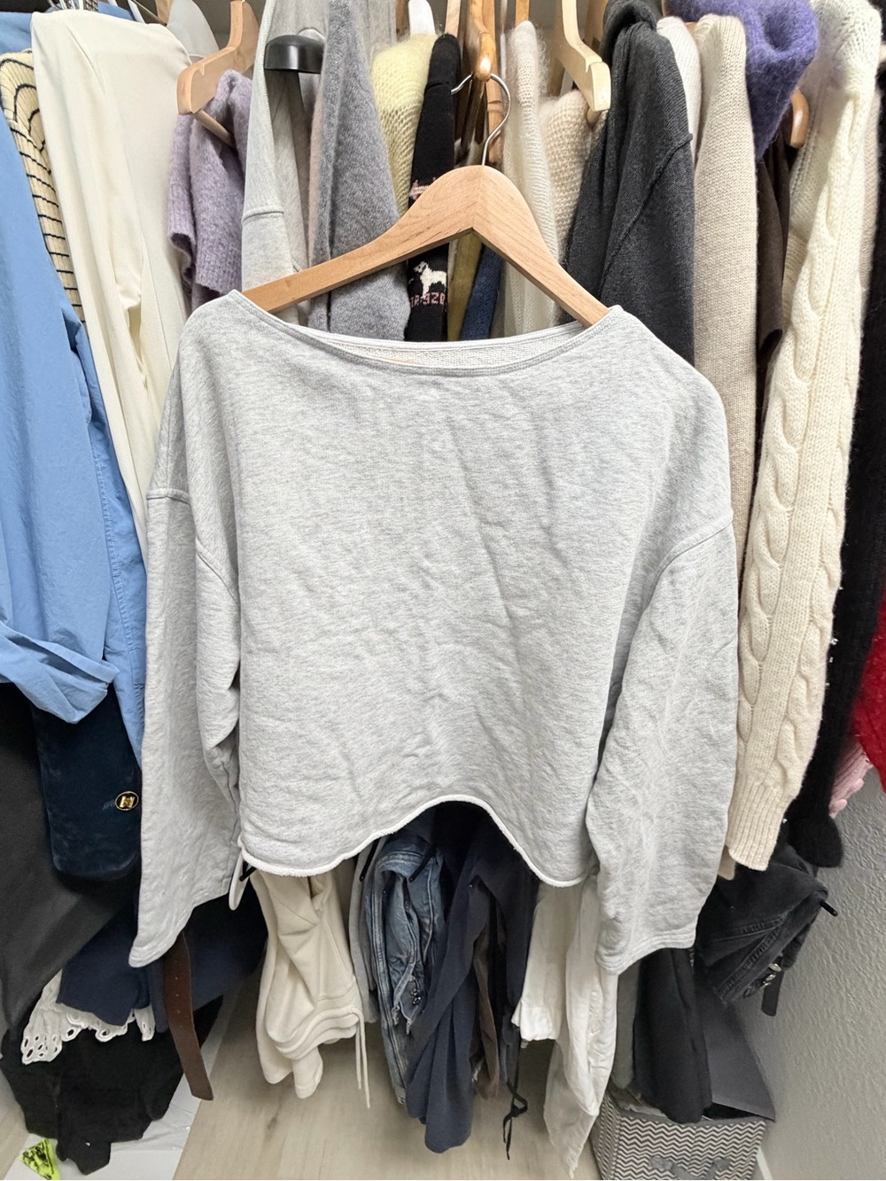 Gray Women's Cropped Crewneck Sweatshirt and sweatpants- can be sold separately